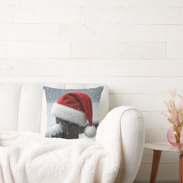 Coussin Chapeau de Père Noël sur un poteau de clôture enne (Canapé)