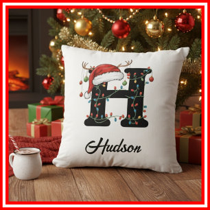 Coussin Chapeau de Santa en bois de cerf de Noël de famill