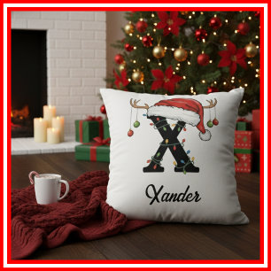Coussin Chapeau de Santa en bois de cerf de Noël de famill