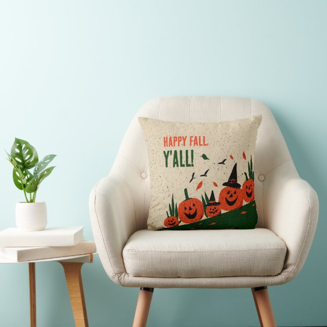 Coussin Chapeau de sorcière citrouille mignon Happy Fall Y (Chaise)