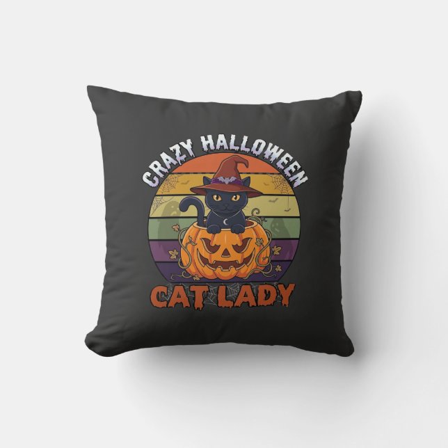 Coussin Chapeau de sorcière de citrouille noire de dame de (Recto)