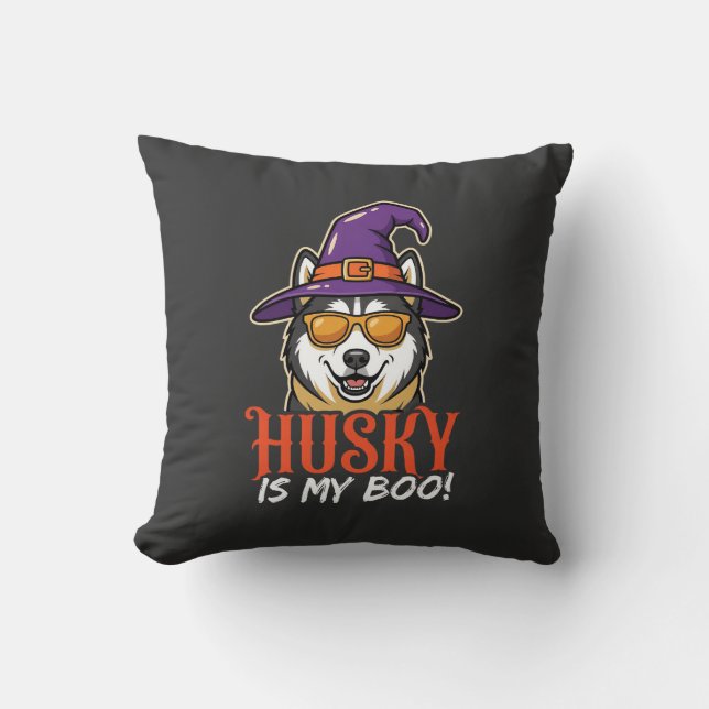 Coussin Chapeau De Sorcière De Mon Boo Husky D'Halloween (Recto)