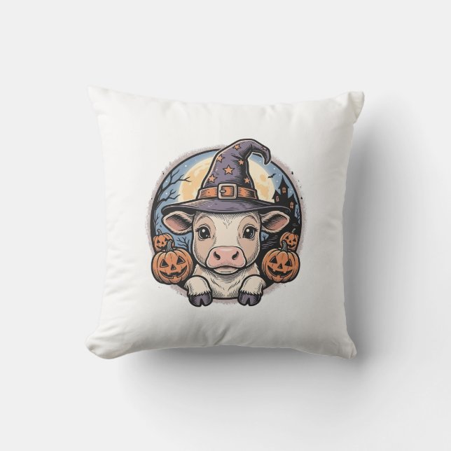 Coussin Chapeau de sorcière de veau Halloween mignon Gravu (Recto)