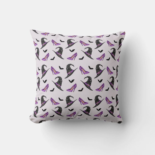 Coussin Chapeau de sorcière et talons avec motif Halloween (Recto)