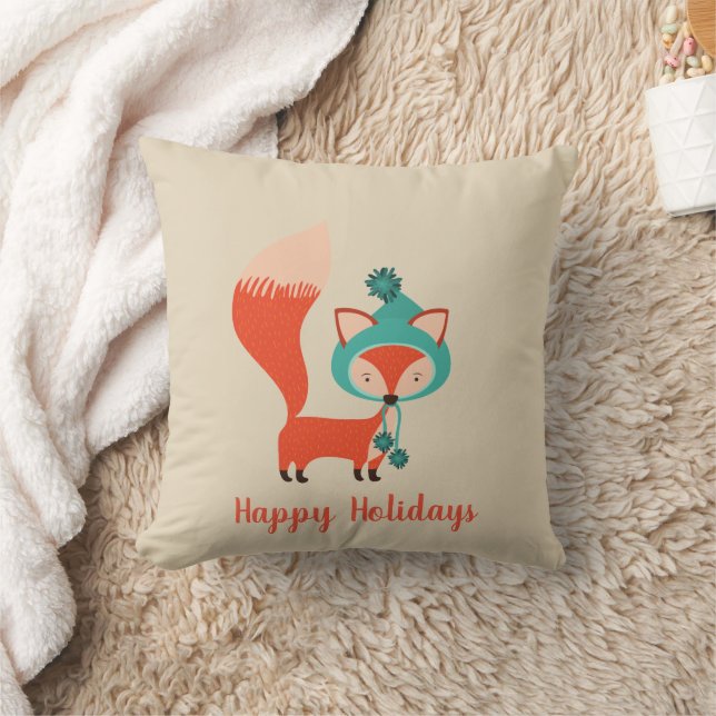 Coussin Chapeau d'hiver moderne Renard Fêtes (Couverture)