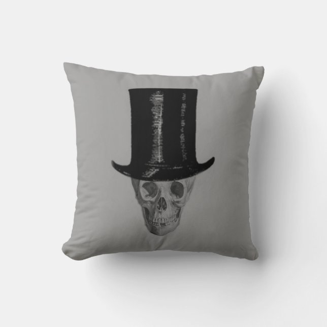 Coussin Chapeau haut de forme crâne monochrome (Recto)