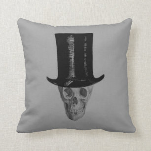 Coussin Chapeau haut de forme crâne monochrome