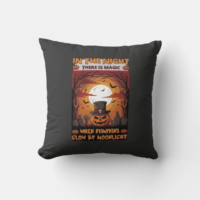 Coussin Chapeau haut de forme de citrouille d'Halloween de (Recto)