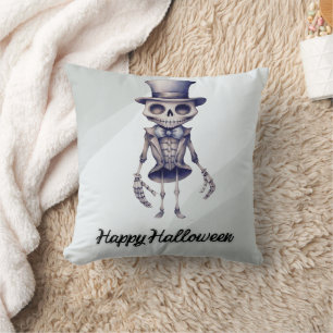 Coussin Chapeau Haut-de-Forme Papillon Squelette Gris Joye