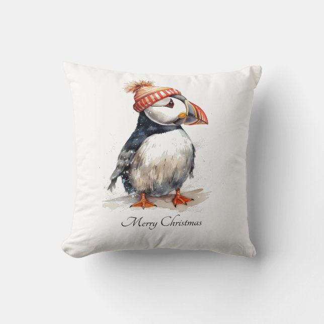 Coussin Chapeau tricoté personnalisé de Noël côtier avec m (Recto)