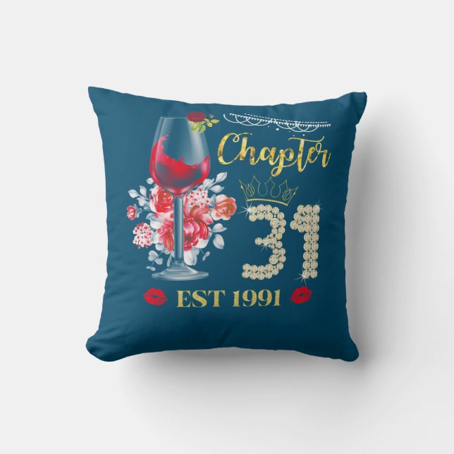 Coussin Chapter 31 Years EST 1991 31st Birthday Red Rose (Recto)