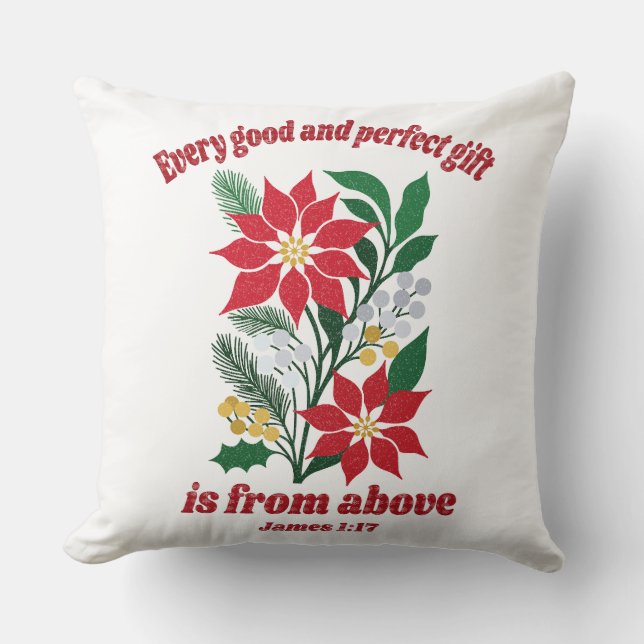 Coussin Chaque don bon et parfait – Jacques 1:17 Noël (Recto)