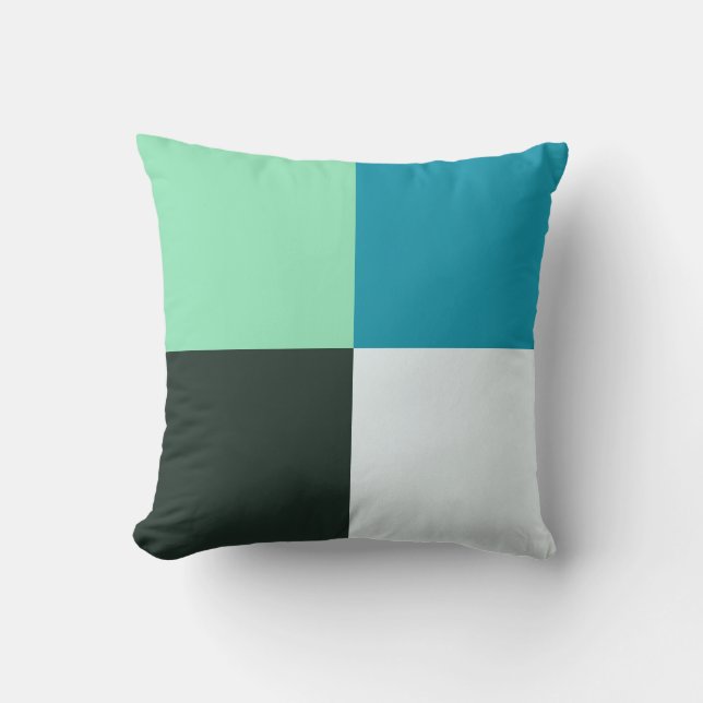 Coussin Charbon Blanc Turquoise Vert bleu Aqua Turquoise (Recto)