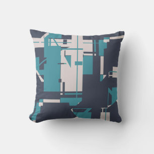 Coussin Charbon de couleur beige turquoise Design abstrait