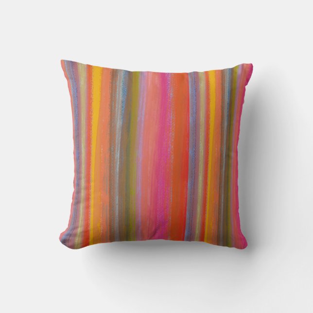 Coussin Charbon de couleur bohème rayé (Recto)