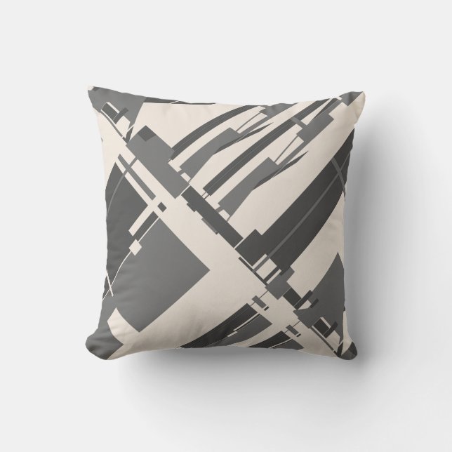Coussin Charbon gris Beige Sud-Ouest Art Look Diagonal (Recto)