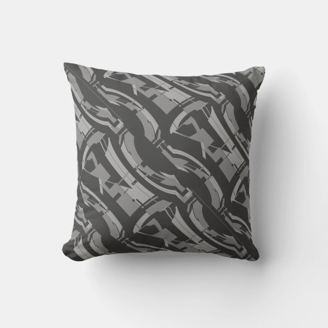 Coussin Charbon gris clair Abstrait Diagonal Art Motif (Recto)