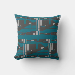 Coussin Charbon gris méditerranéen Turquoise Grande Mosaïq