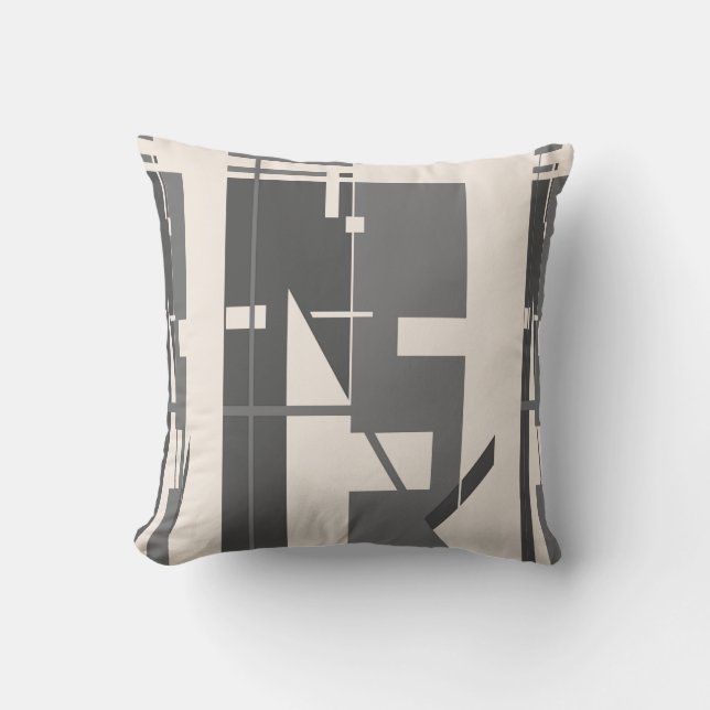 Coussin Charbon gris sur le beige Téméraire Vertical Triba (Recto)