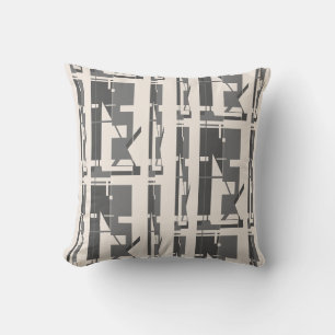 Coussin Charbon gris sur Mosaïque non-tissée beige Motif