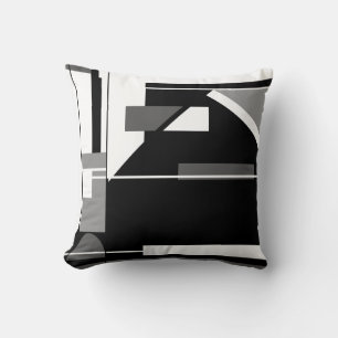 Coussin Charbon noir gris blanc look nautique Abstrait