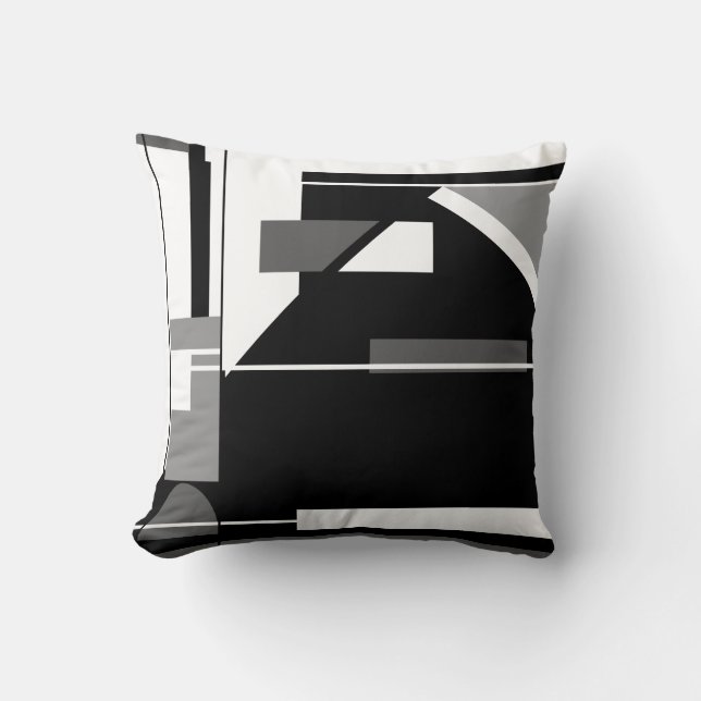 Coussin Charbon noir gris blanc look nautique Abstrait (Recto)