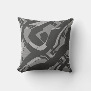 Coussin Charbon noir gris diagonal Moderne du milieu du si
