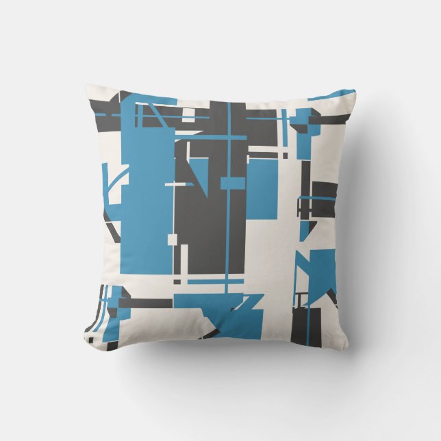 Coussin Charbon Turquoise Hors blanc Géométrique Abstrait (Recto)