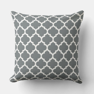 Coussin Charcharbon gris blanc Quatrefoil marocain Motif #