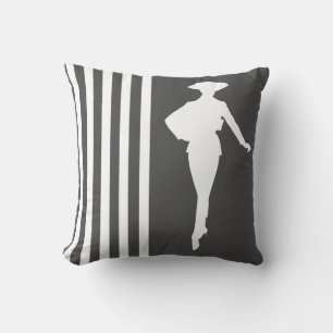 Coussin Charcoal Modern Stripes with Fashion Silhouette