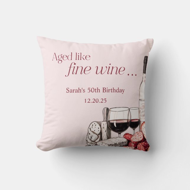Coussin Charcuterie & Vin Soirée pour mes 50 ans (Recto)