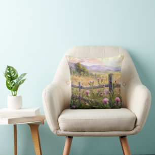 Coussin Chardons roses de campagne
