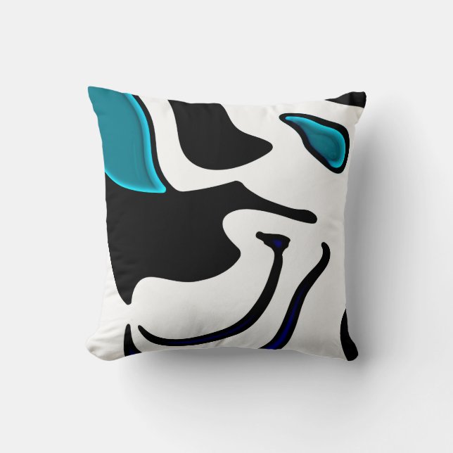 Coussin Charge de profondeur : noir, blanc et bleu Abstrai (Recto)