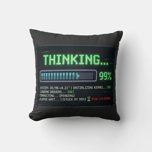 Coussin Chargement à 99 % drôle ordinateur rétro D (Recto)