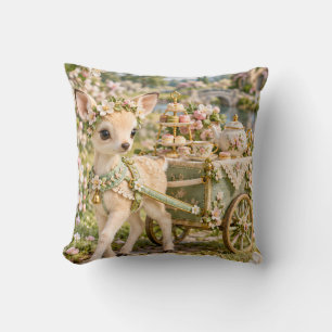 Coussin Chariot de thé floral Faon Menthe Jardin