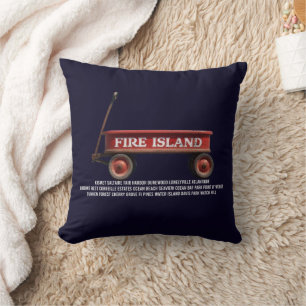 Coussin chariot rouge rétro de Fire Island plage vacances