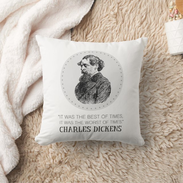 Coussin Charles Dickens Portrait et Citation (Couverture)