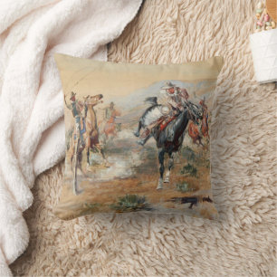 Coussin Charles Russell The Getaway Vintage Western