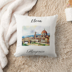 Coussin Charmant aquarelle peinture Florence en Italie