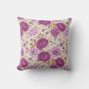 Coussin Charmant motif floral violet Cottagecore élégant