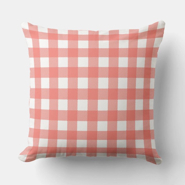 Coussin Charmant motif gingham rouge et blanc (Recto)