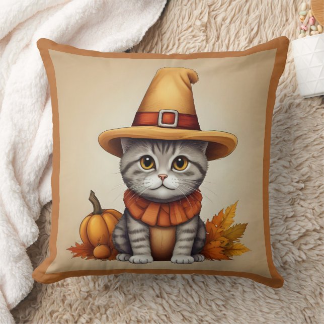 Coussin Charmant Thanksgiving Chat en déguisement (Couverture)
