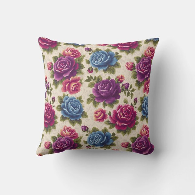 Coussin Charme Ancien Accent Botanique de Rose (Verso)