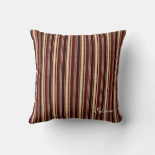 Coussin Charme Bourgogne Beige Taupe Stripes Personnalisé 