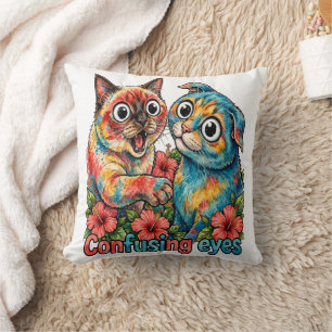 Coussin Charme de chat siamois et chartreux drôle amateur