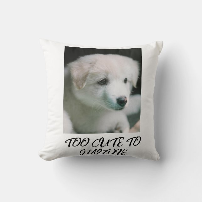 Coussin "Charme de chiot blanc et duveteux" (Recto)