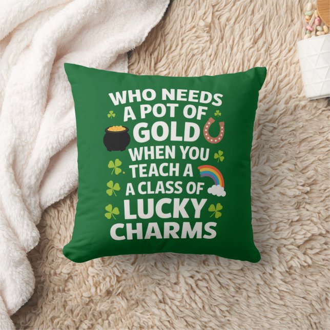 Coussin Charme de professeur de la Saint-Patrick Trèfle Ir (Couverture)