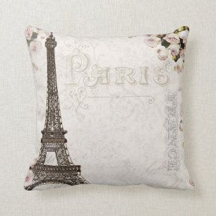 Coussin Charme de roses de rose de Tour Eiffel de Paris