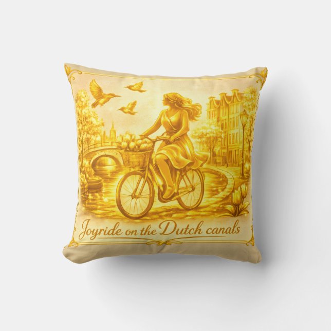 Coussin Charme des ponts arqués d'Amsterdam en or (Recto)