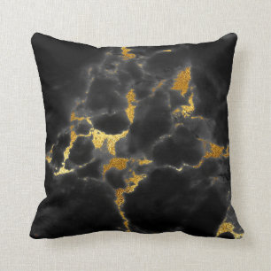 Coussin Charme en pierre de marbre gris d'or noir